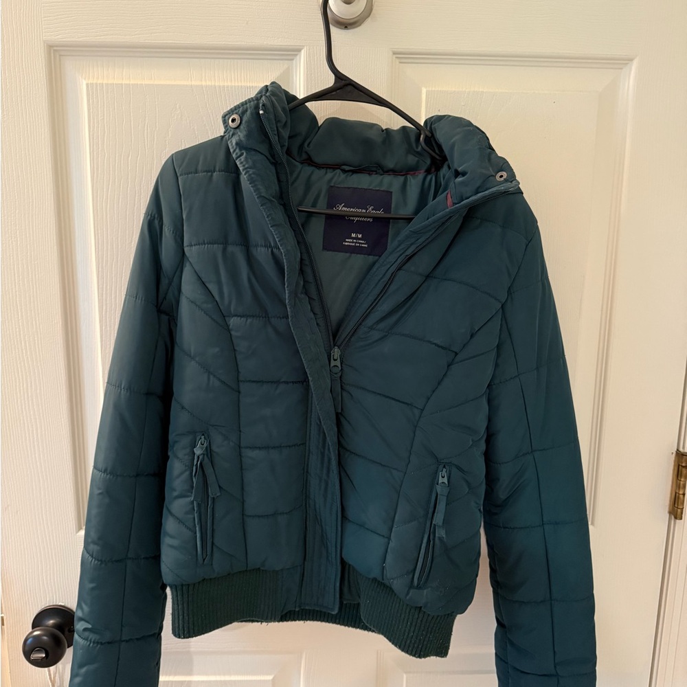 AE Teal Puffer Jacket